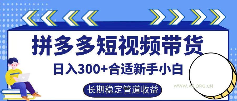 拼多多短视频带货日入300+,实操账户展示看就能学会-A5资源网