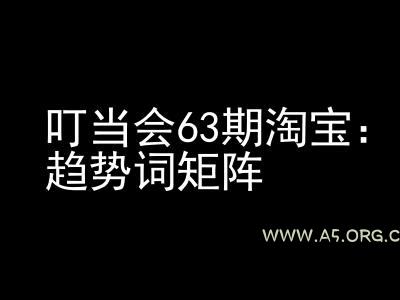 《淘宝天猫打爆班》原创高阶技术第63期,趋势词矩阵技术和玩法-A5资源网
