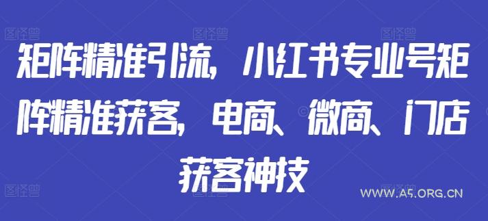 矩阵精准引流,小红书专业号矩阵精准获客,电商、微商、门店获客神技-A5资源网