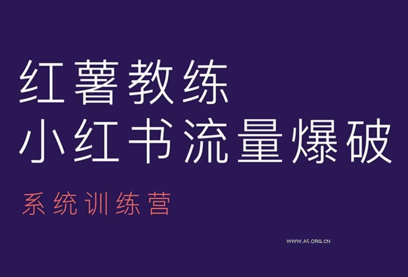红薯教练-小红书内容运营课,小红书运营学习终点站-A5资源网