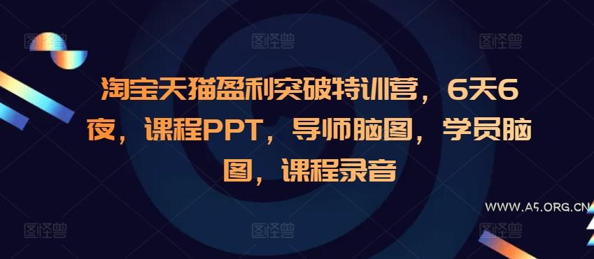 淘宝天猫盈利突破特训营,6天6夜,课程PPT,导师脑图,学员脑图,课程录音-A5资源网