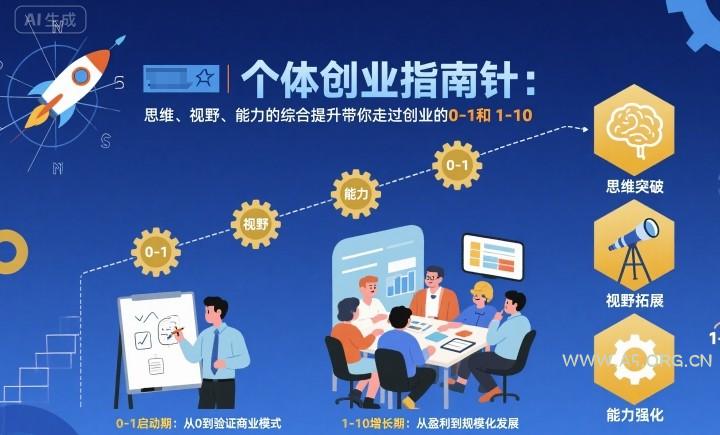 个体创业指南针,思维、视野、能力的综合提升带你走过创业的0-1和1-10【音频】-A5资源网