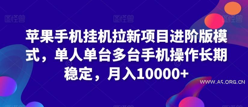 苹果手机挂机拉新项目进阶版模式,单人单台多台手机操作长期稳定,月入10000+【揭秘】-A5资源网