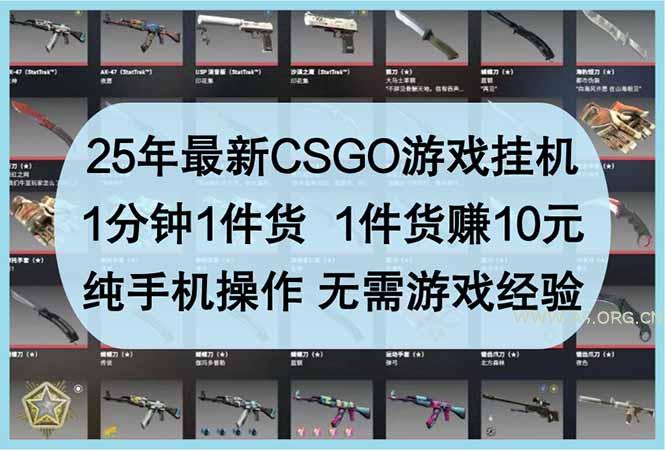 25年最新CSGO游戏挂机,1分钟1件货,1件货赚10元 纯手机操作 无需游戏经验-A5资源网