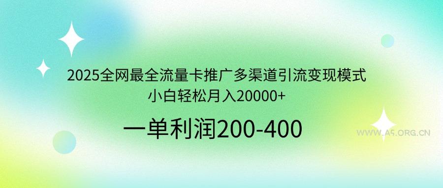 2025全网最全流量卡推广多渠道引流变现模式,小白轻松月入20000+-A5资源网