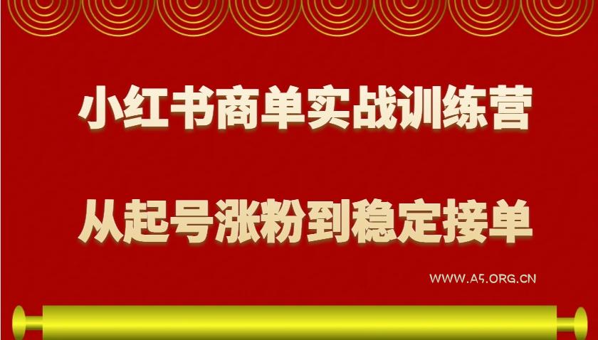 小红书商单实战训练营,从0到1教你如何变现,从起号涨粉到稳定接单,适合新手-A5资源网