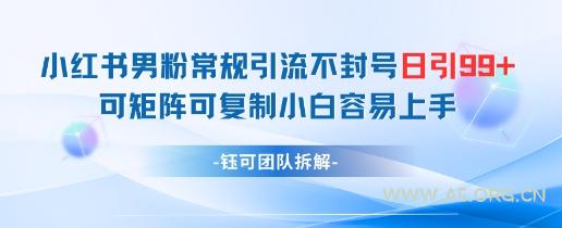 小红书男粉常规引流不封号日引99+变现简单 可矩阵可复制小白容易上手-A5资源网