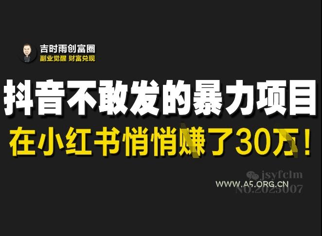 抖音不敢发的暴利项目,在小红书悄悄挣了30W-A5资源网