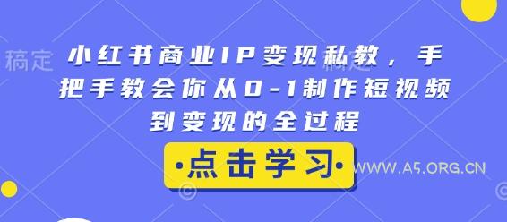 小红书商业IP变现私教，手把手教会你从0-1制作短视频到变现的全过程-A5资源网