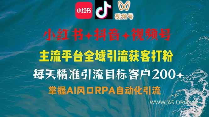 小红书、抖音、视频号全域多平台引流获客,日引目标客户200+,RPA自动…-A5资源网