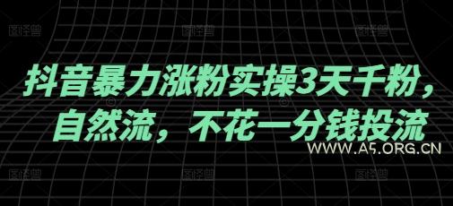 抖音暴力涨粉实操3天千粉,自然流,不花一分钱投流,实操经验分享-A5资源网