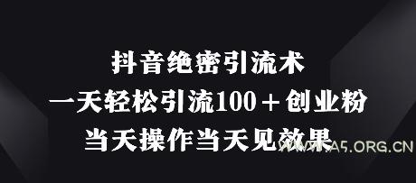 抖音绝密引流术,一天轻松引流100+创业粉,当天操作当天见效果-A5资源网