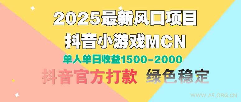 2025最新风口项目 抖音小游戏MCN 单人单日收益1500-2000+-A5资源网