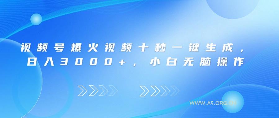 视频号爆火视频十秒一键生成,日入3000+,小白无脑操作-A5资源网