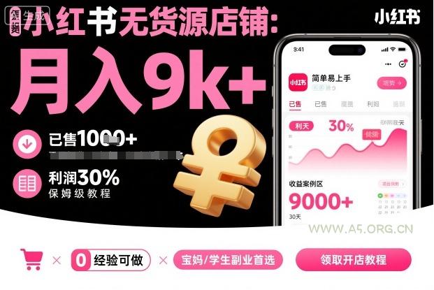 小红书无货源店铺项目,简单易上手,月入9k+,保姆级教程-A5资源网
