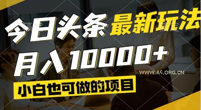 今日头条最新风口,视频掘金,小白也可月入过万,可以矩阵操作-A5资源网