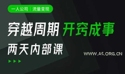 一人公司:流量变现课,一人公司的方法模型拆解, 拆解富人思维,流量思维,小老板思维等-A5资源网