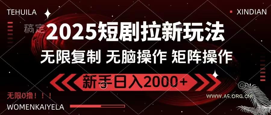 2025短剧拉新玩法,无需注册登录,无限0撸,无脑批量操作日入2000+-A5资源网