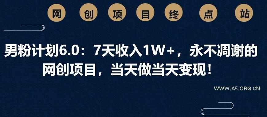 男粉计划6.0:7天收入1W+,永不凋谢的网创项目,当天做当天变现!-A5资源网