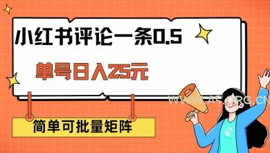 小红书评论一条0.5元 单账号一天可得25元 可矩阵操作 简单无脑靠谱【揭秘】-A5资源网