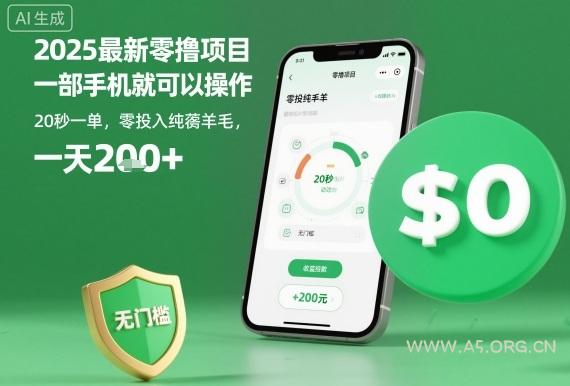 2025最新零撸项目,一部手机就可以操作,20秒一单,零投入纯薅羊毛,无门槛,一天200+【揭秘】-A5资源网
