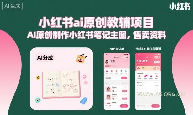 小红书ai原创教辅项目,AI原创制作小红书笔记主图,售卖资料-A5资源网