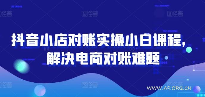 抖音小店对账实操小白课程,解决电商对账难题-A5资源网