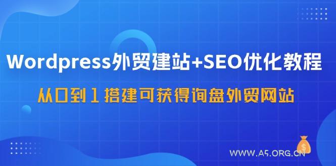 WordPress外贸建站+SEO优化教程,从0到1搭建可获得询盘外贸网站(57节课)-A5资源网