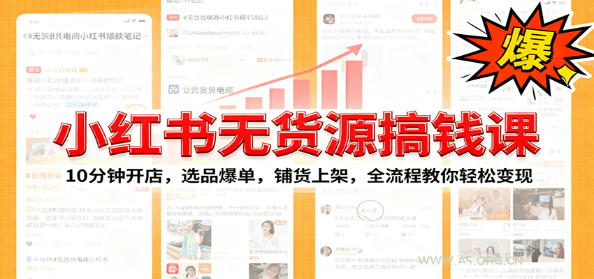 小红书无货源爆单课:10分钟开店,选品爆单,铺货上架,全流程教你轻松变现-A5资源网