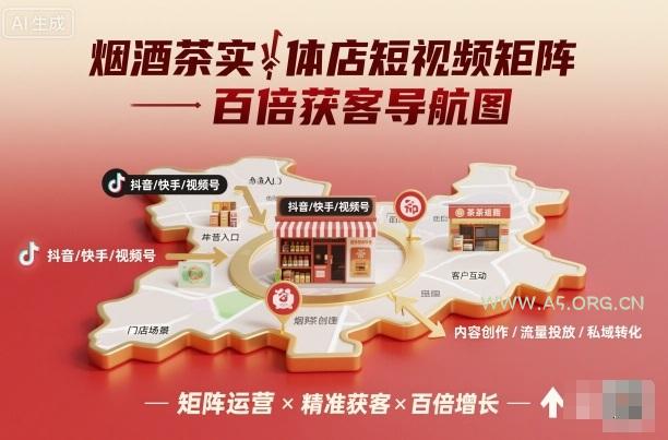 烟酒茶实体店短视频矩阵百倍获客导航图-A5资源网