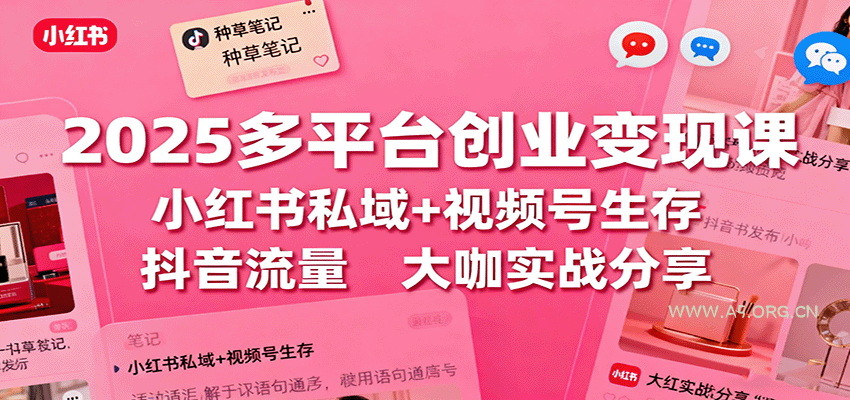 2025多平台创业变现课:小红书私域+视频号生存+抖音流量,大咖实战分享-A5资源网