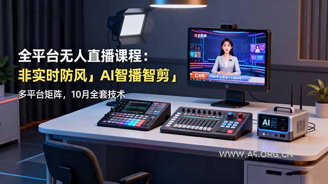 全平台无人直播课程:非实时防风+AI智播智剪+多平台矩阵,10月全套技术-A5资源网