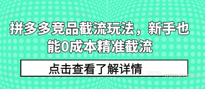 拼多多竞品截流玩法,新手也能0成本精准截流-A5资源网