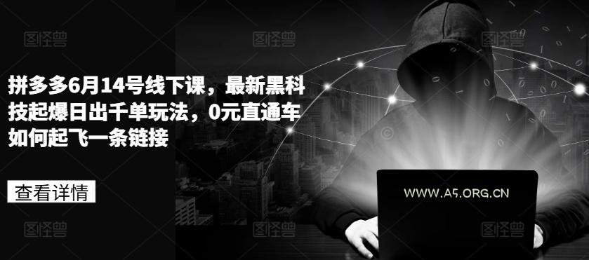 拼多多6月14号线下课,最新黑科技起爆日出千单玩法,0元直通车如何起飞一条链接-A5资源网