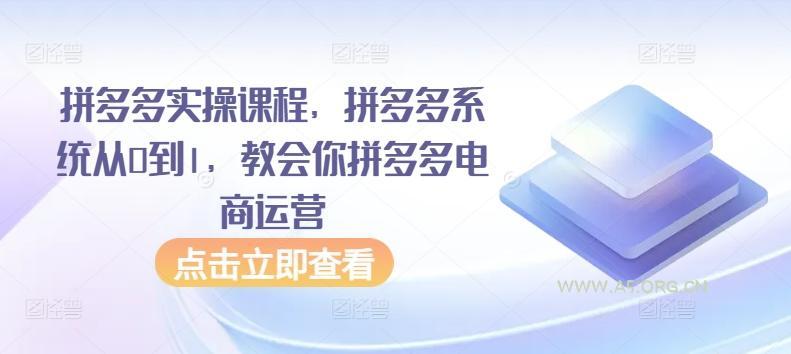 拼多多实操课程,拼多多系统从0到1,教会你拼多多电商运营-A5资源网