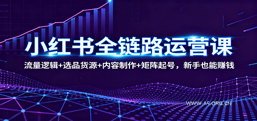 小红书全链路运营课:流量逻辑+选品货源+内容制作+矩阵起号,新手也能赚钱-A5资源网