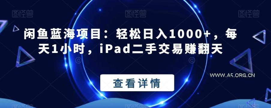 闲鱼蓝海项目：轻松日入1000+，每天1小时，iPad二手交易赚翻天-A5资源网