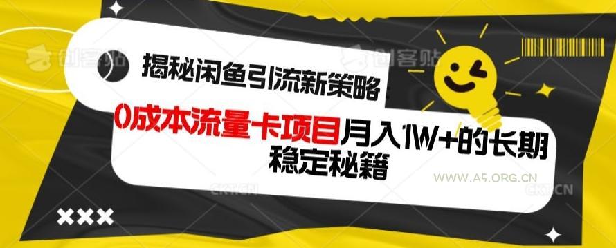 揭秘闲鱼引流新策略:0成本流量卡项目,月入1W+的长期稳定秘籍-A5资源网