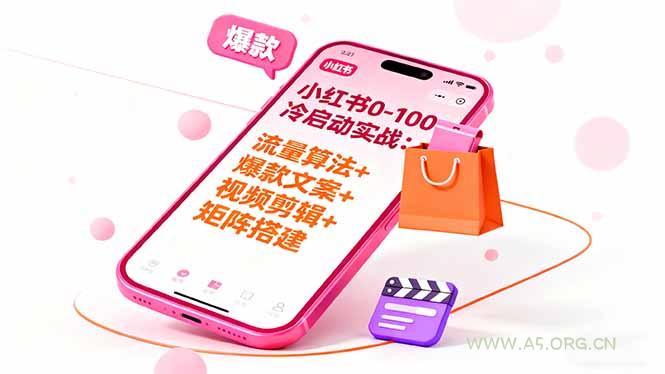 小红书0-100冷启动实战:流量算法+爆款选品+爆款文案+视频剪辑+矩阵搭建-A5资源网