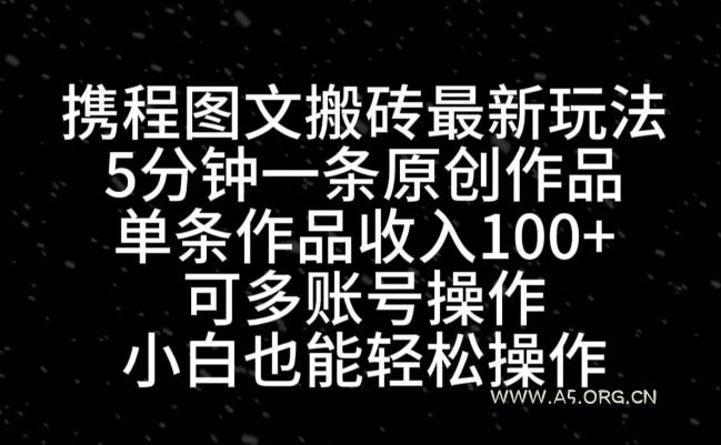 携程图文搬砖最新玩法,5分钟一条原创作品,单条作品收入100+-A5资源网