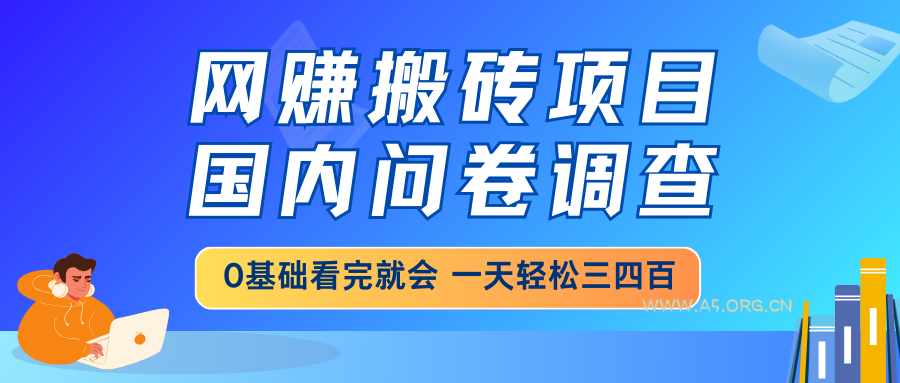 网赚搬砖项目，国内问卷调查，0基础看完就会 一天轻松三四百，靠谱副业…-A5资源网