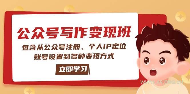 公众号变现班:包含从公众号注册、个人IP定位、账号设置到多种变现方式-A5资源网