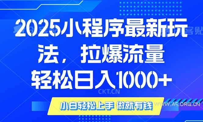 2025年小程序最新玩法,流量直接拉爆,单日稳定变现1000+-A5资源网