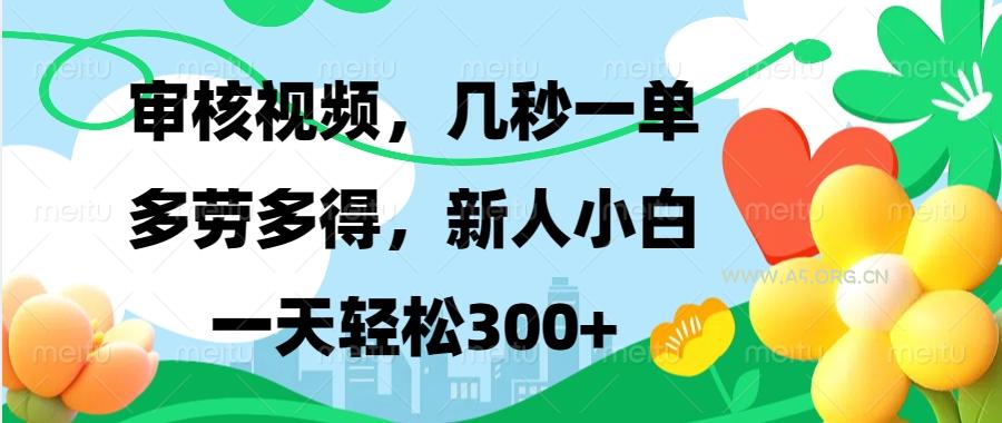 视频审核,新手可做,多劳多得,新人小白一天轻松300+-A5资源网