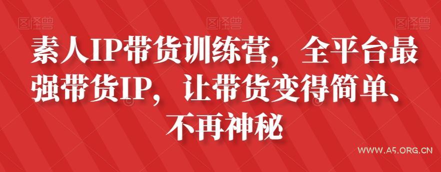 素人IP带货训练营,全平台最强带货IP,让带货变得简单、不再神秘-A5资源网