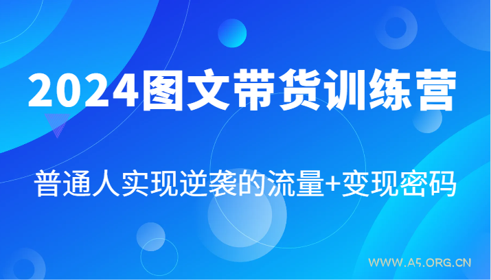 2024图文带货训练营,普通人实现逆袭的流量+变现密码(87节课)-A5资源网