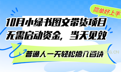 10月份小绿书图文带货项目 无需启动资金 当天见效 普通人一天轻松搞几百块-A5资源网