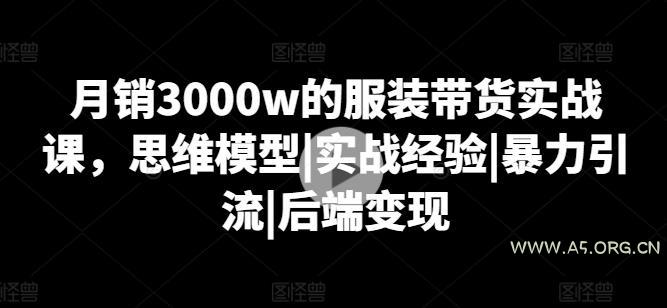 月销3000w的服装带货实战课,思维模型|实战经验|暴力引流|后端变现-A5资源网