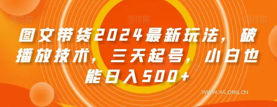 图文带货2024最新玩法,破播放技术,三天起号,小白也能日入500+【揭秘】-A5资源网