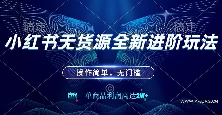 小红书无货源全新进阶玩法,操作简单,单商品利润高达2W+-A5资源网